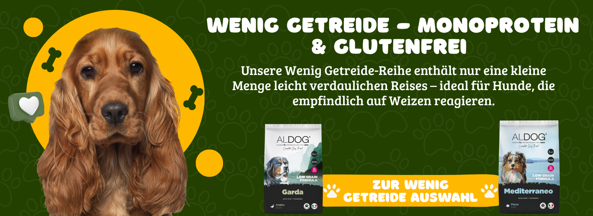 Schonendes Hundefutter mit wenig Getreide und Monoprotein